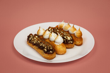Exciting view of delicious eclairs