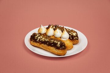 Exciting view of delicious eclairs