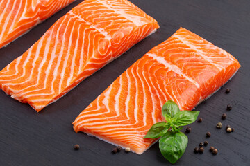  pieces of raw fresh salmon