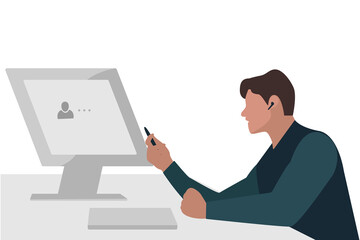 Man Working - Stock Vector Illustration