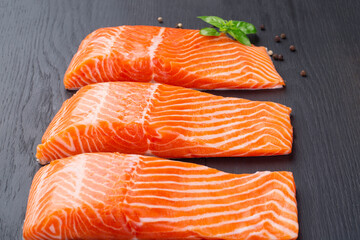  pieces of raw fresh salmon
