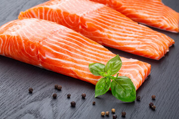  pieces of raw fresh salmon