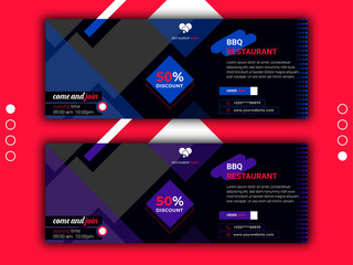 BBQ food restaurant banner design template