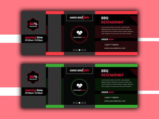 BBQ food restaurant banner design template