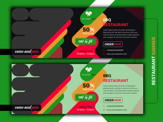BBQ food restaurant banner design template