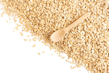Oat flakes on a white background.
