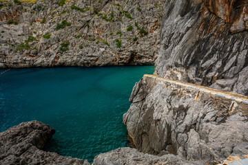 Fototapeta na wymiar Torrent de Pareis - deepest canyon amd mountains of Mallorca island, Spain
