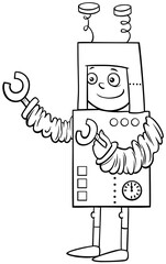 boy in robot costume at Halloween party coloring book page