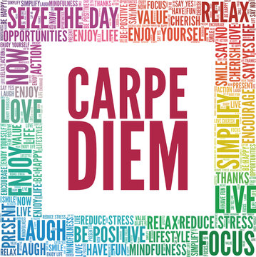 Carpe diem - seize the day vector illustration word cloud isolated on a white background.