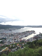 Mountain view over Bergen city in Norway. 