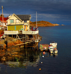 Fishing village Henningsvaer in Lofoten islands in Norway