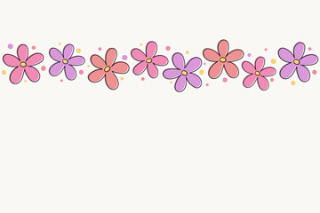Design of a banner with cute flowers. Mother’s Day, Women’s Day and Valentine’s Day background. Vector