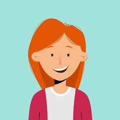 Avatar portrait of a young woman. Vector illustration in flat style