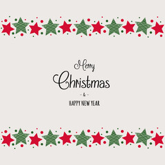 Design of Christmas card with stars and wishes. Vector