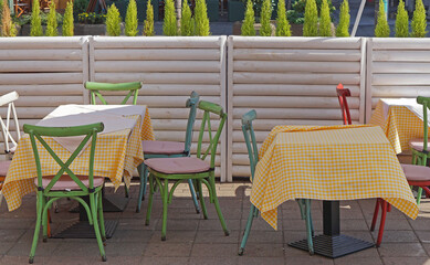 Street cafe tables