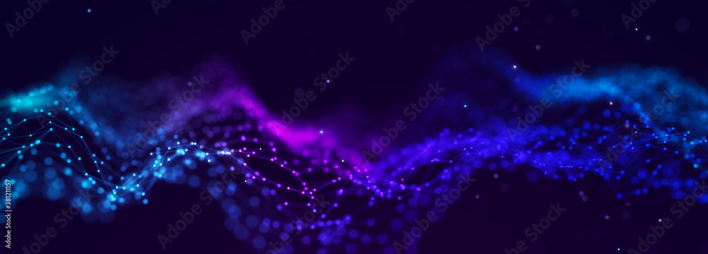 Aufkleber futuristic purple waves background. sound wave element. equalizer for music. big data visualization.