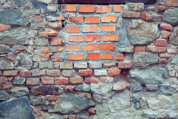 Wall was built from reclaimed bricks