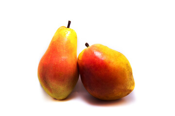 Two red beautiful pears on white isolated background