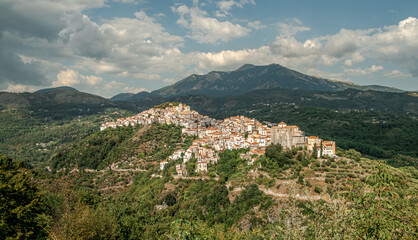 Rivello: characteristic  typical village perched on a mountain in Potenza province, Basilicata, Italy.