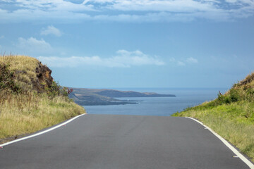 Amazing view from car during driving along Piilani Hwy in Maui.