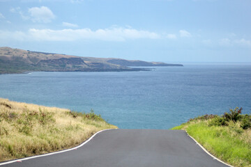 Amazing view from car during driving along Piilani Hwy in Maui.