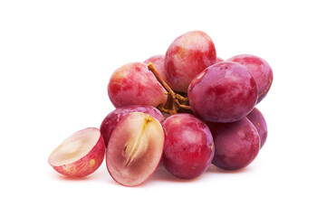 Ripe red grape on white background