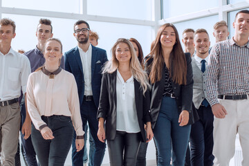 young business people walking together in a new office