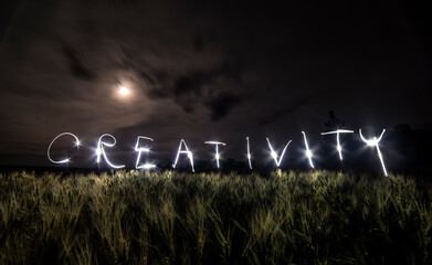 The Word Creativity, Written With a Flashlight 