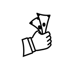 Get paid line icon. Clipart image isolated on white background.