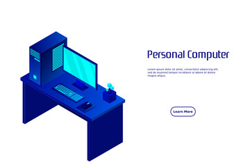 Isometric personal computer. Illustration suitable for advertising and promotion