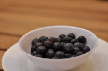 Closeup of fresh blueberries in a bowl