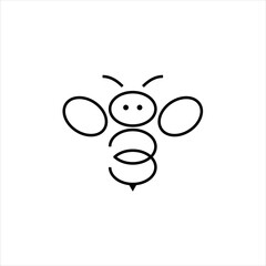 Abstract bee logo with simple line style. Nature Bee Honey Logo Vector. natural and farm honey concepts.