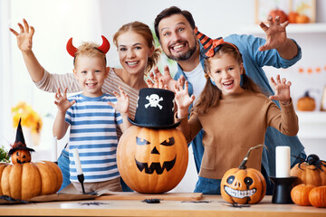 Delighted family during Halloween celebration.