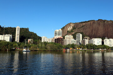 Rio de Janeiro, Rio de Janeiro, Brazil, Agost 30, 2020: Rodrigo de Freitas lagoon
