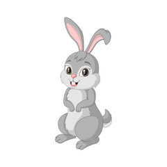 Fototapeta na wymiar Cute rabbit cartoon standing on white background