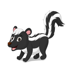 Cute skunk cartoon on white background