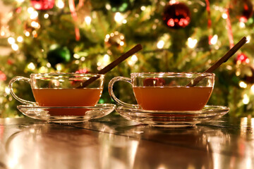 Mulled Wine with Spices by the Christmas Tree