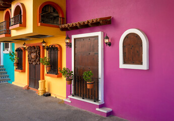 Restaurants and cafes with ocean views on Playa De Los Muertos beach and pier close to famous Puerto Vallarta Malecon, the city largest public beach