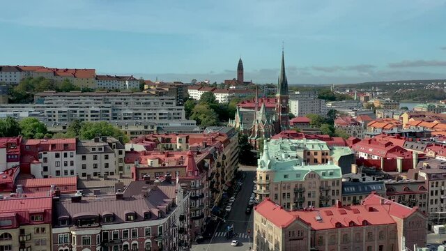 Beautiful city Gothenburg in Sweden. Panoramic city skyline view of second biggest swedish town on west coast.