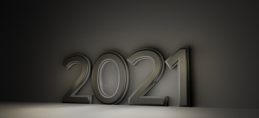 2021 dark modern design. bold letters 3d-illustration