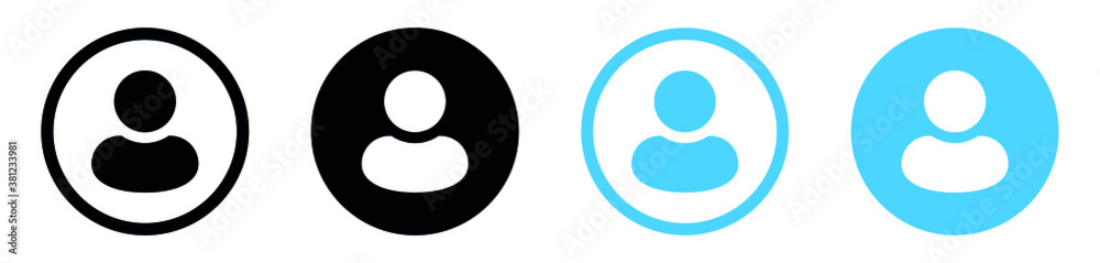 Poster User icon in circle, flat style, Person icon, User icon for web site, User icon vector illustration, User profile login or access authentication icon