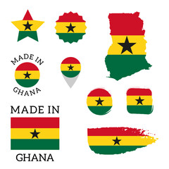 Set of flags of Ghana. Vector Illustration 