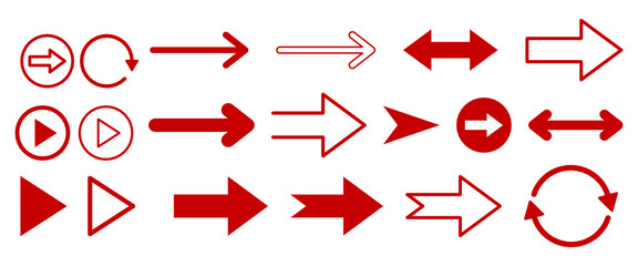 Set of red arrow symbol