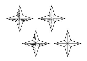 vintage engraving 4 pointed Christmas star