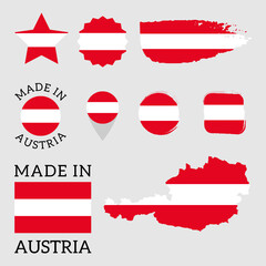 Set of flags of Austria. Vector Illustration 