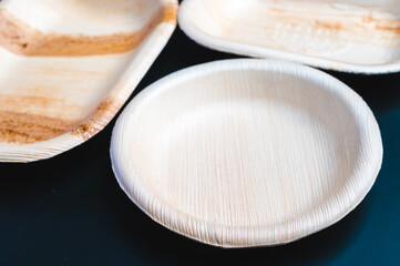 Eco environmentally friendly leaf plates from natural sustainable leaves, eco-friendly product for environment