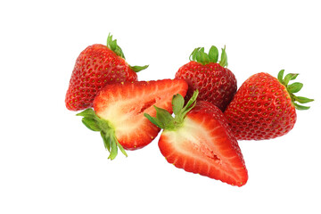 fresh strawberries isolated on white background