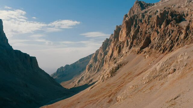 Aerial view of Anti-Taurus Mountains. The Anti-Taurus Mountains are a mountain range in southern and eastern Turkey, curving northeast from the Taurus Mountains. 