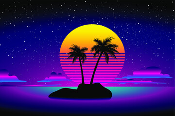 Sci-fi futuristic retro wave vector illustration. 1980s poster style.