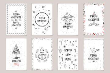 Merry christmas set of seamless xmas reindeer patterns in colorful low poly style and text templates. Ideal for holiday greeting cards, print, or wrapping paper. EPS10 vector file.